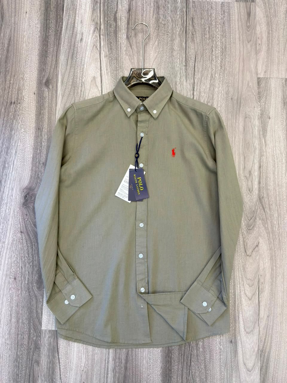 Premium RL POLO Cotton Linen Shirt (Olive Green)