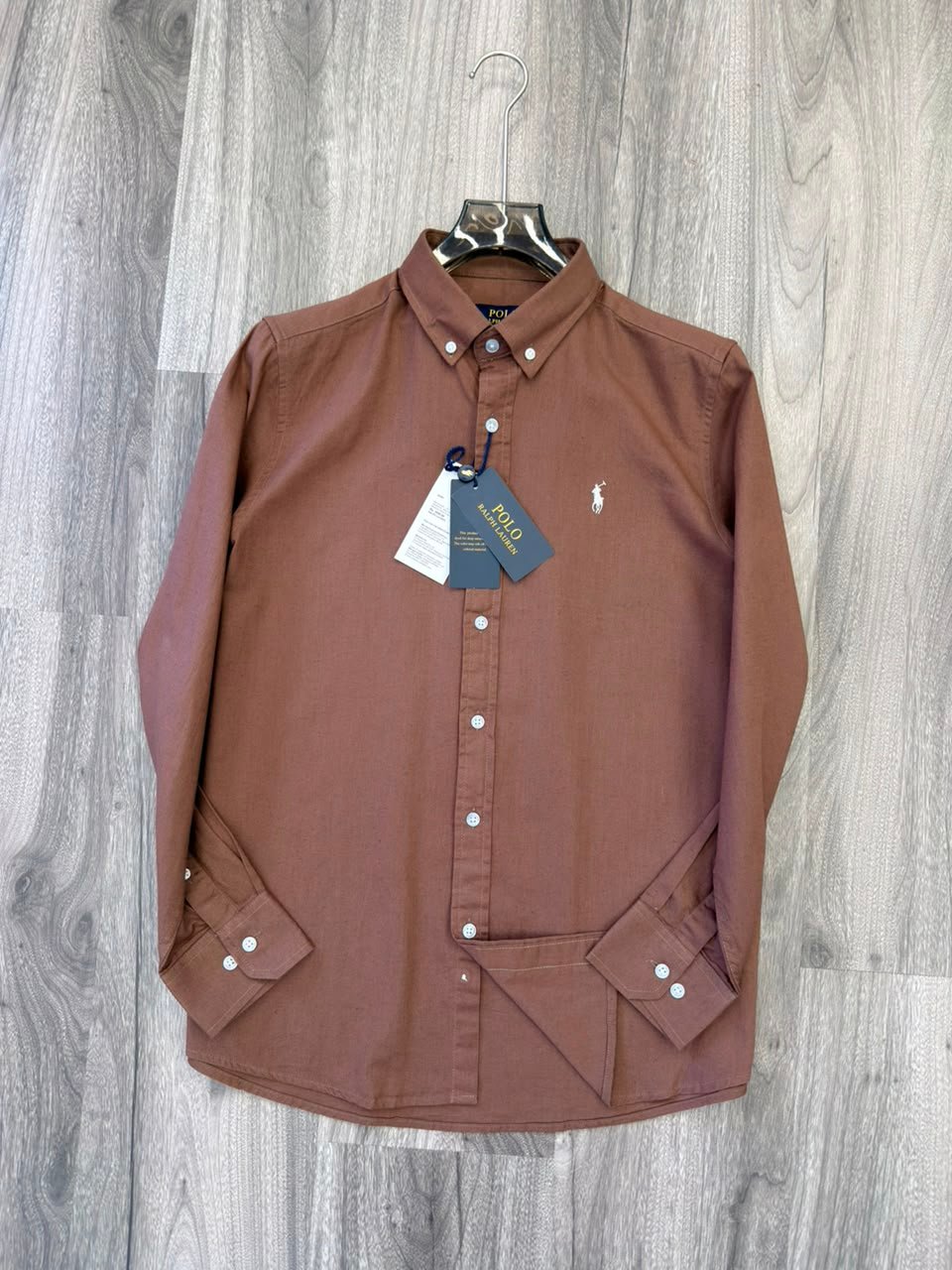 Premium RL POLO Cotton Linen Shirt (Coffee Brown)
