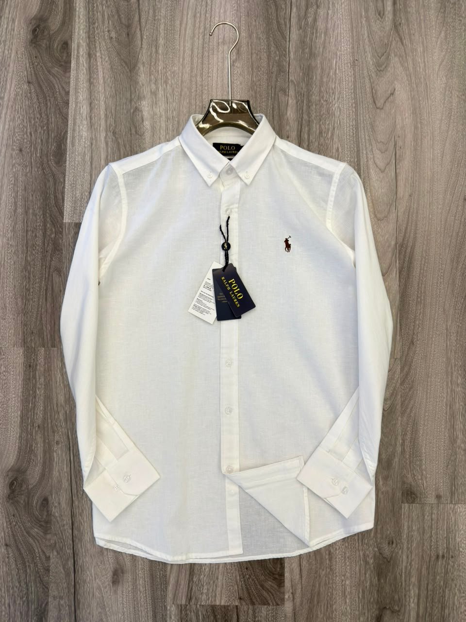 Premium RL POLO Cotton Linen Shirt (White)