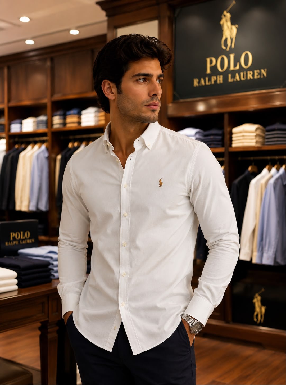 RL Polo Premium Linen Shirts (White Color)