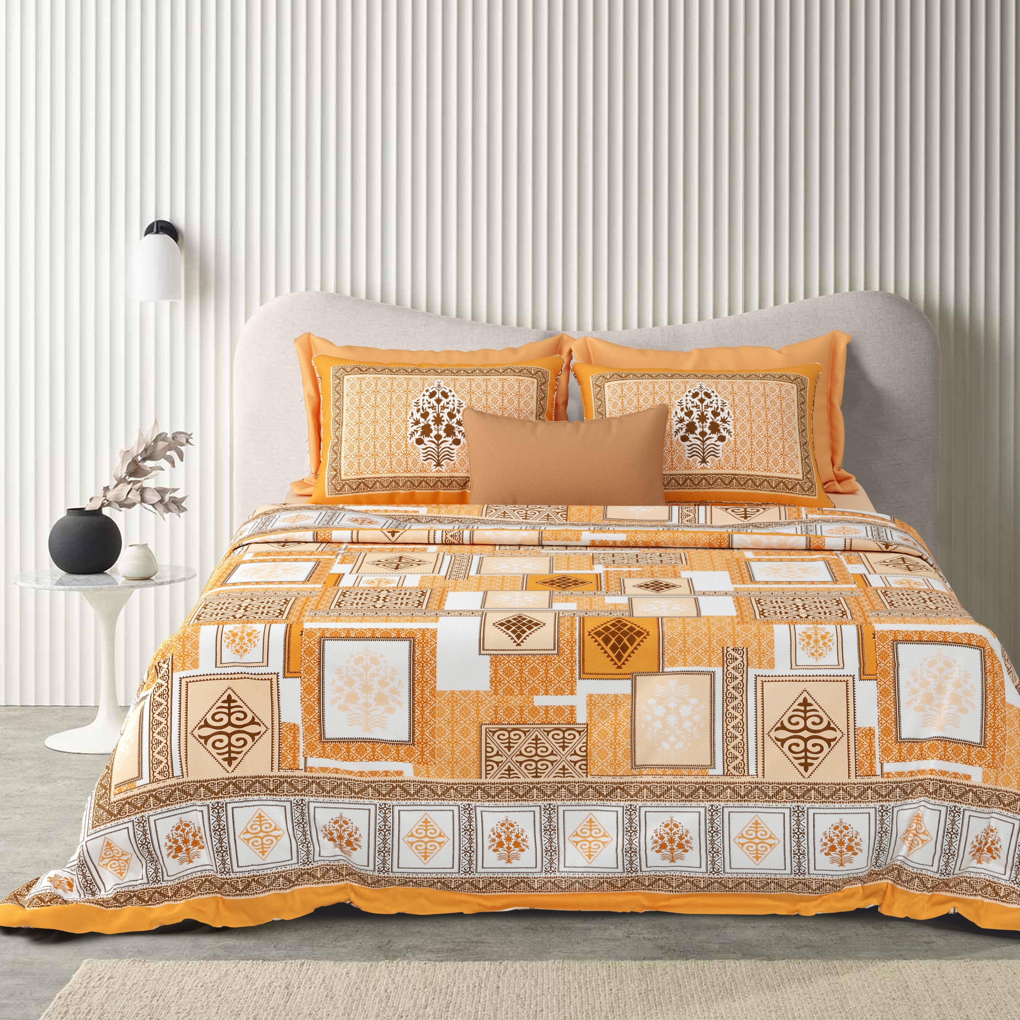 Tista 310 TC Cotton Bed Sheet with 2 Pillow Covers - Printed