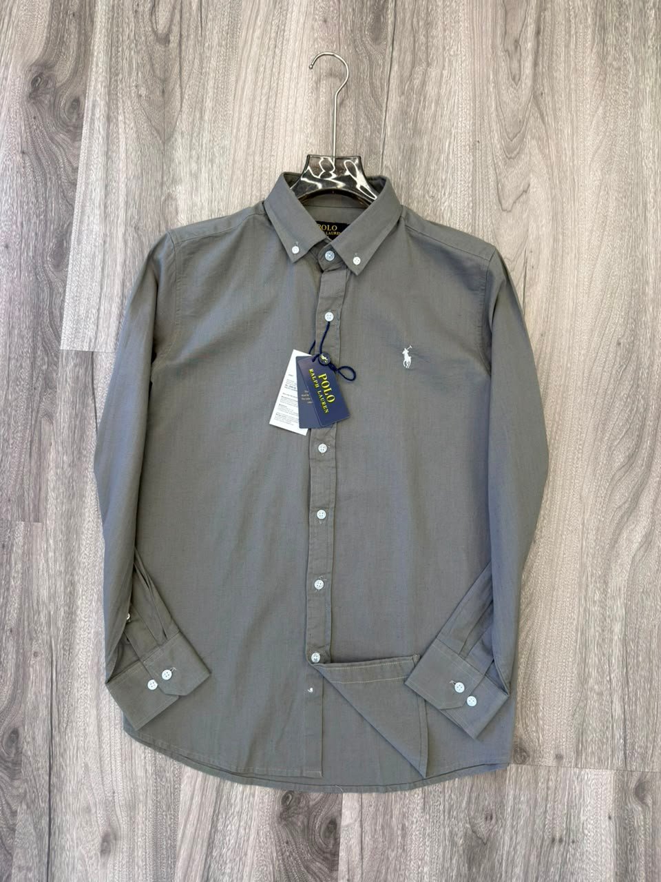 Premium RL POLO Cotton Linen Shirt (Charcoal Grey)
